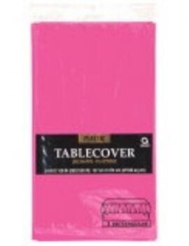 Bright Pink Rectangular Plastic Table Cover, 54" x 108"