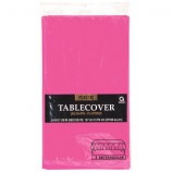 Bright Pink Rectangular Plastic Table Cover, 54" x 108"