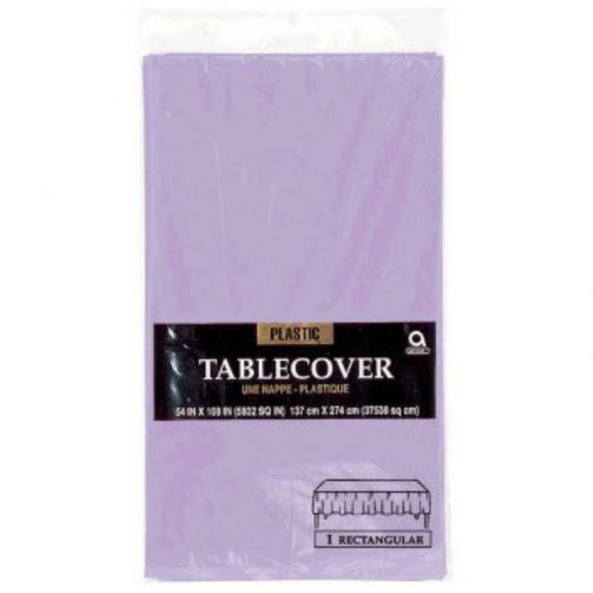 Lavender Rectangular Plastic Table Cover, 54" x 108"