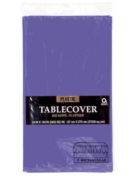 New Purple Rectangular Plastic Table Cover, 54" x 108"