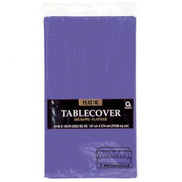 New Purple Rectangular Plastic Table Cover, 54" x 108"