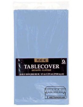 Pastel Blue Rectangular Plastic Table Cover, 54" x 108"