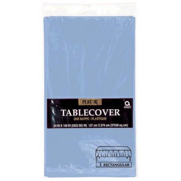 Pastel Blue Rectangular Plastic Table Cover, 54" x 108"