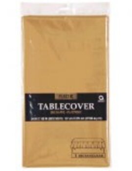 Gold Rectangular Plastic Table Cover, 54" x 108"