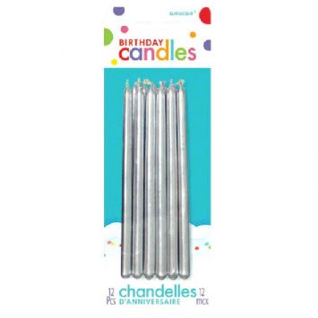 Silver Mini Taper Candles 5'' 12ct.
