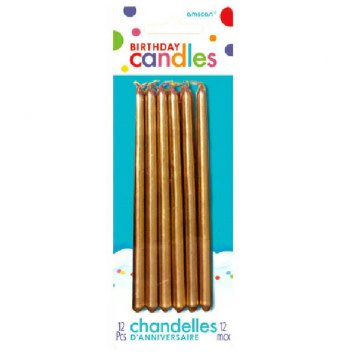 Gold Mini 5'' Taper Candles, 12ct