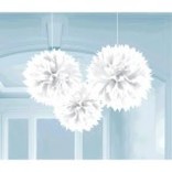Frosty White Fluffy Paper Decorations, 3ct