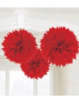 Apple Red Fluffy Paper Decorations, 3ct
