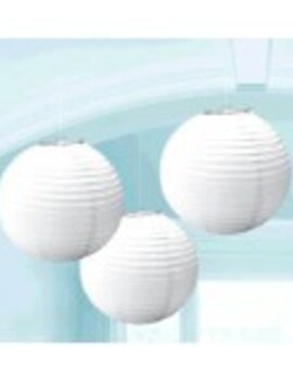 Frosty White Round Paper Lanterns, 3CT