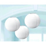 Frosty White Round Paper Lanterns, 3CT