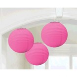 Bright Pink Round Paper Lanterns, 3CT