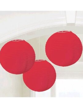 Apple Red Round Paper Lanterns, 3ct