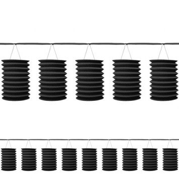 Jet Black Paper Lantern Garland 12'