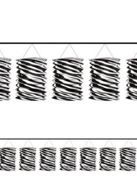Black-White Zebra Paper Lantern Garland 12'
