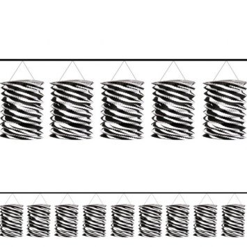 Black-White Zebra Paper Lantern Garland 12'
