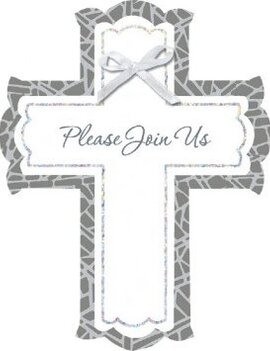 Large Stained Glass Novelty Invite - Neutral, 8ct