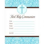 First Communion Blue Invitations, 20ct