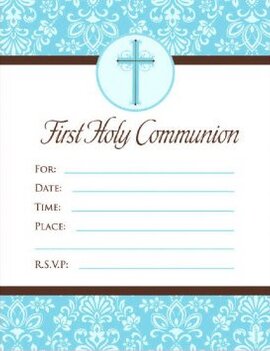 First Communion Blue Invitations, 20ct