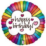 Retro Rainbow Birthday Holographic Balloon, 18"