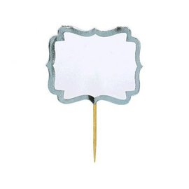 Label Picks - White w/Silver Border 24ct