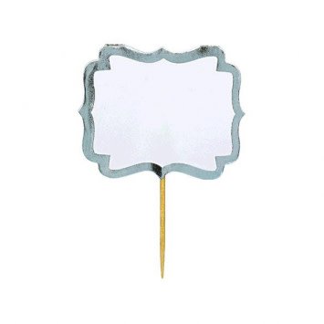 Label Picks - White w/Silver Border 24ct