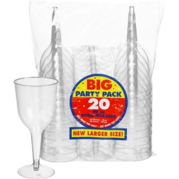 Big Party Pack Clear Plastic Wine Glasses, 10oz. 20ct