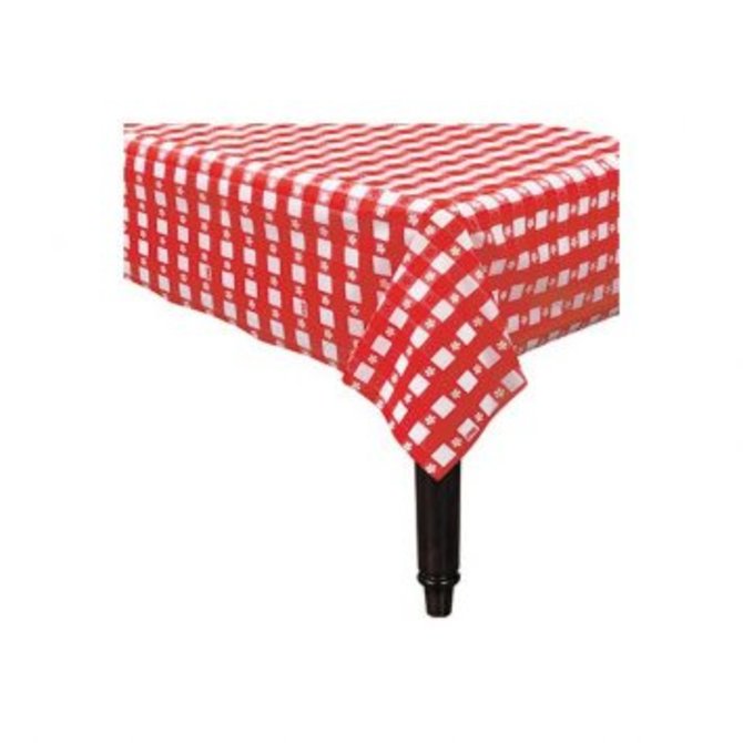 American Summer Red Gingham Plastic Tablecover, 54" x 108"