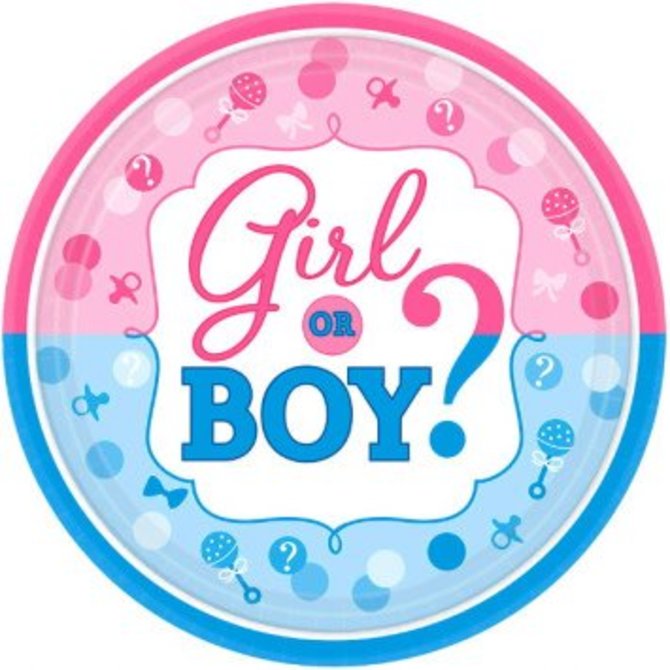 Girl or Boy? Round Plates, 7", 8ct