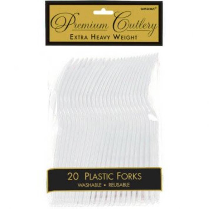 Clear Premium Heavy Weight Plastic Forks 20ct