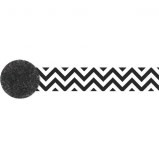 Crepe Printed Streamer ‑ Black & White Chevron
