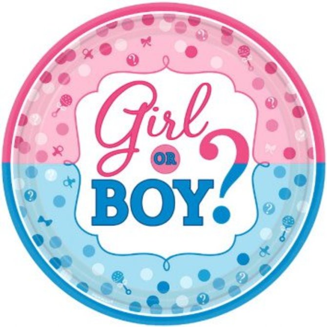 Girl or Boy? Round Plates, 10 1/2", 8ct
