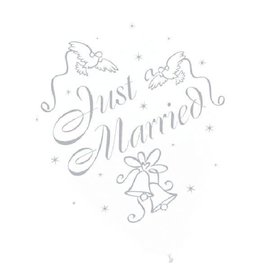 Just Married Printed Latex Balloons, 15ct