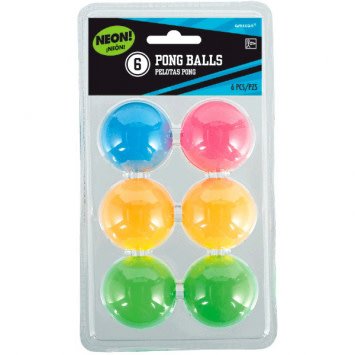 Black Light Neon Ping Pong Balls 6Ct