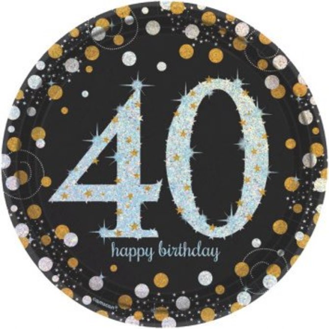 Sparkling Celebration 40 Round Prismatic Plates, 9", 8ct