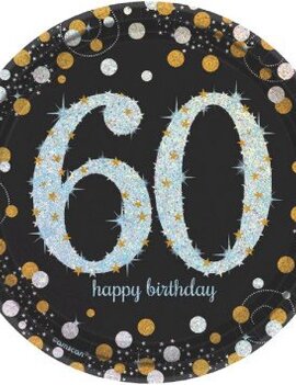 Sparkling Celebration 60 Round Prismatic Plates, 7", 8ct