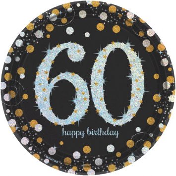 Sparkling Celebration 60 Round Prismatic Plates, 7", 8ct