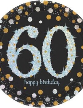 Sparkling Celebration 60 Round Prismatic Plates, 9", 8ct