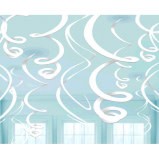 Frosty White Plastic Swirl Decorations, 12ct