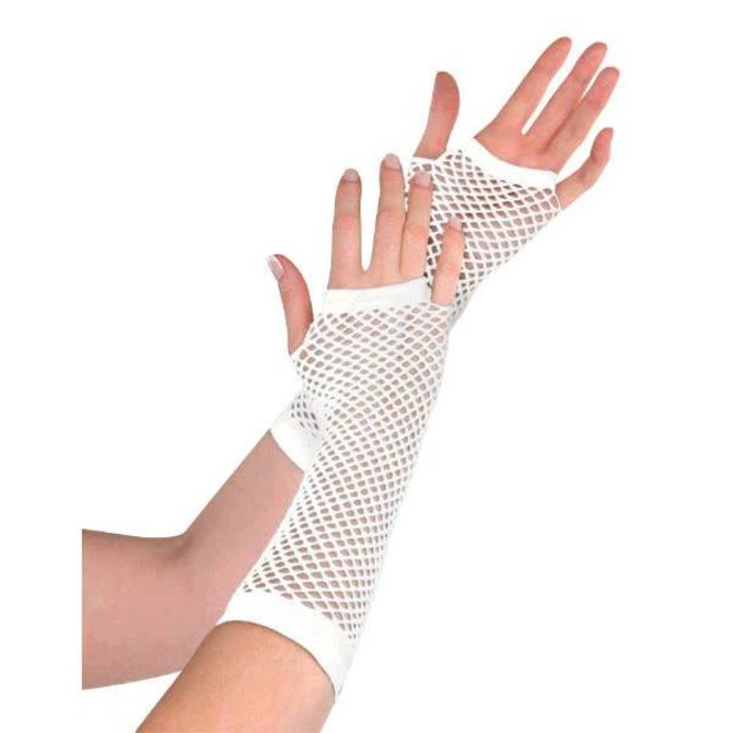White Fishnet Long Gloves