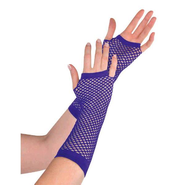 Purple Fishnet Long Gloves
