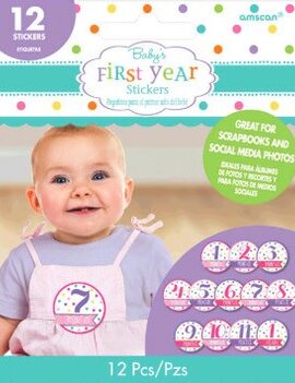 Month-by-Month Stickers Girl 12ct