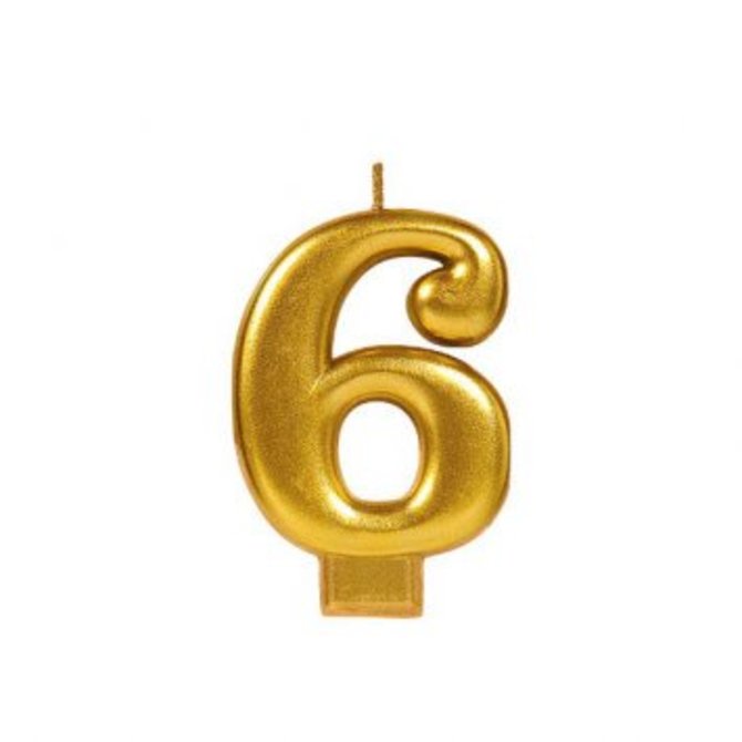 Numeral #6 Metallic Candle - Gold