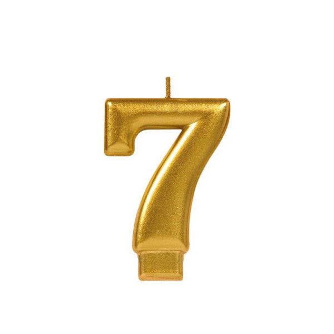 Numeral #7 Metallic Candle - Gold