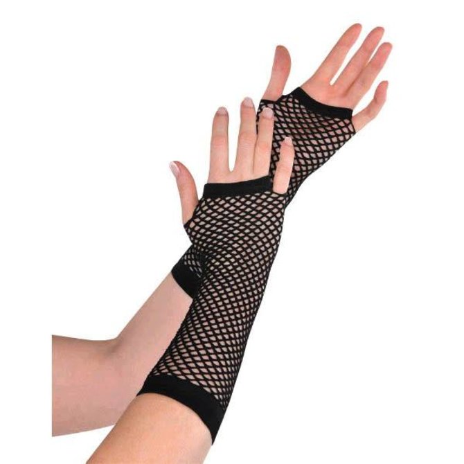 Black Fishnet Long Gloves