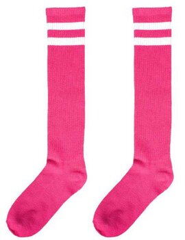 Pink Striped Knee Socks