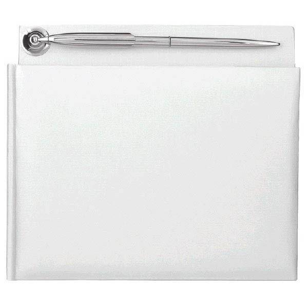 White Pearlized Guest Book with Silver Electroplated Pen