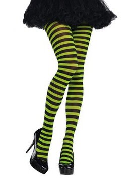 Tights Strped Grn-Blck One Size