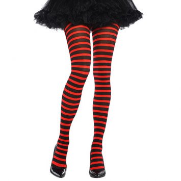 Red/Black Striped Tights - Adult Standard