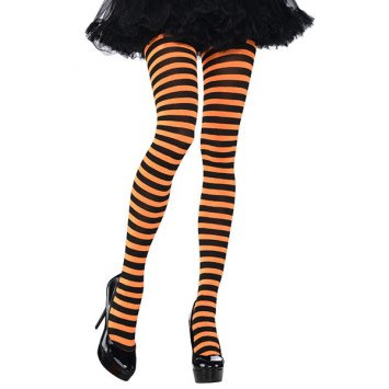 Orange/Black Striped Tights ‑ Adult Standard