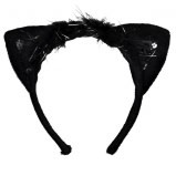 Fancy Black Cat Ears Headband